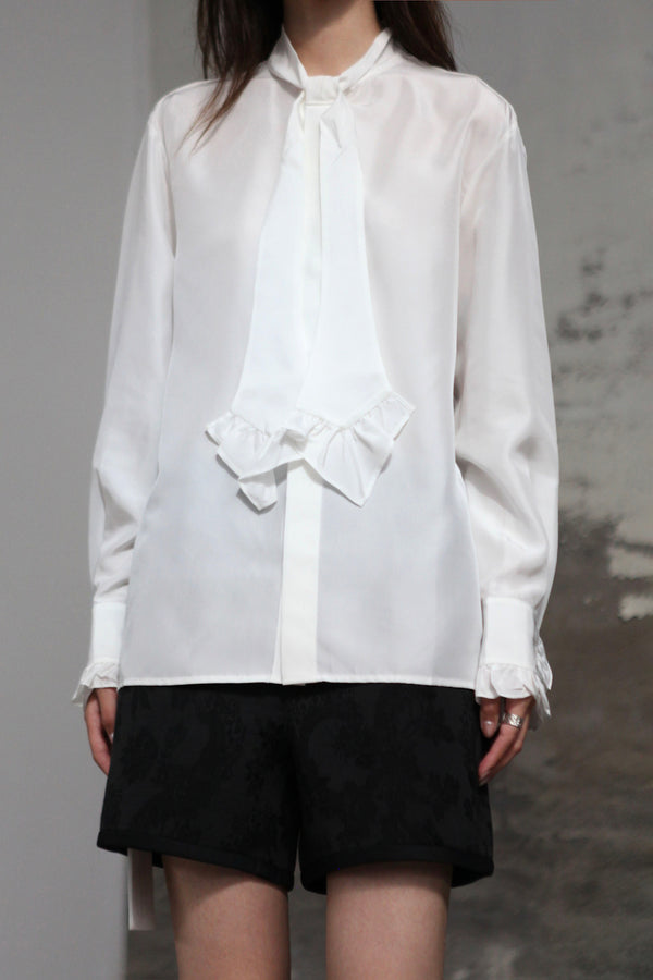 INTO THE EAST 25 Autumn/Winter Lace Tie Silk Shirt ITE-E1DGAW024WT20SH-BAI White